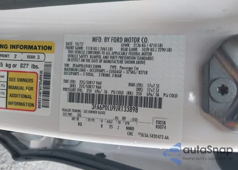 2018 Ford Fusion Hybrid Se from USA, damaged, VIN 3FA6P0LU9JR133898
